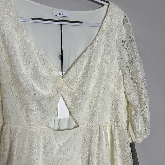 NSR NORDSTROM WHITE LACE CUT OUT MINI DRESS WOMENS XL NEW NWT - Picture 5 of 6